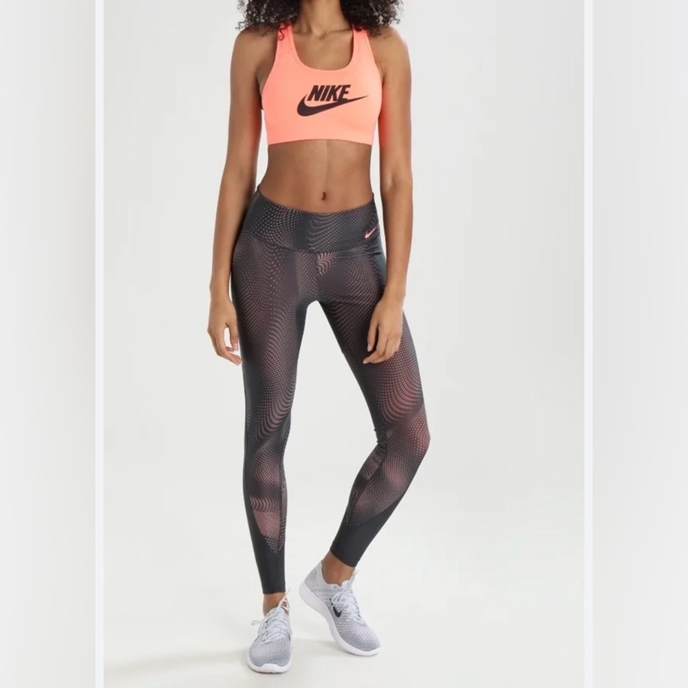 Nike Dri-Fit Charcoal Gray and Pink Large Leggings